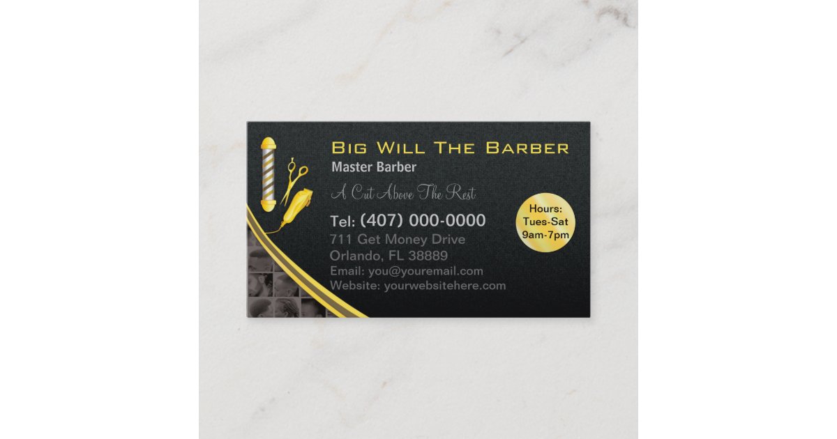Barbershop Customizable Barber Pole Clippers Business Card Zazzle Com