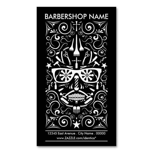 barbershop dia de los muertos business card magnet (Front Vertical)