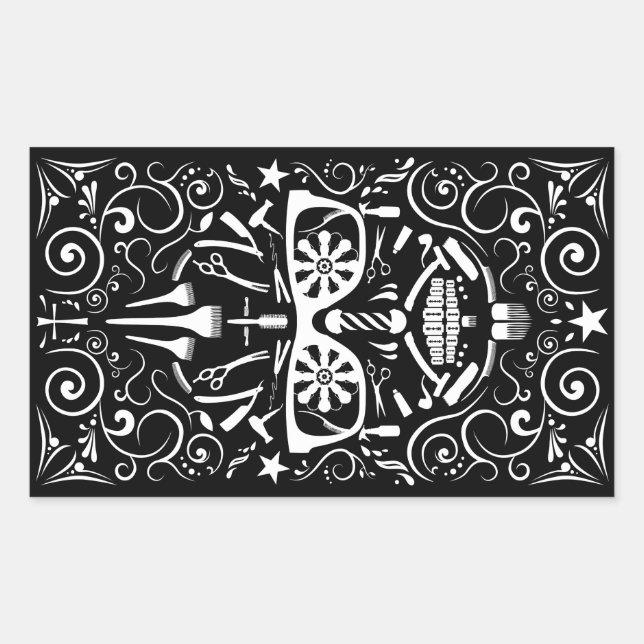 barbershop dia de los muertos rectangular sticker (Front)