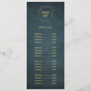 Barbershop elegant vintage gold and navy services menu