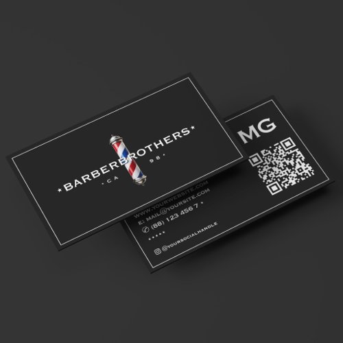 Barbershop Frame Classic Barber Pole Black  Business Card