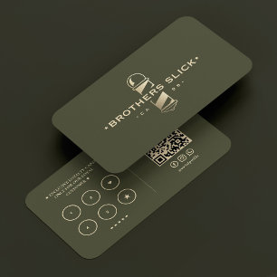 Barbershop Gold Barber Pole Army Green Loyalty Business Card