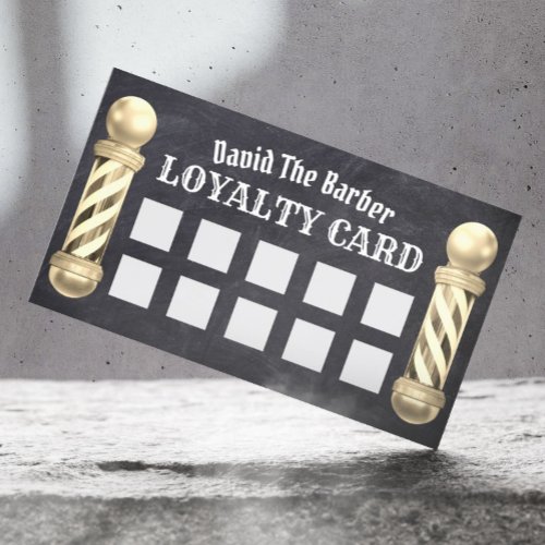 Barbershop Gold Barber Shop Pole Chalkboard Loyalty Card