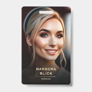 Barbershop Gold Barber's Pole Staff Employee ID Badge