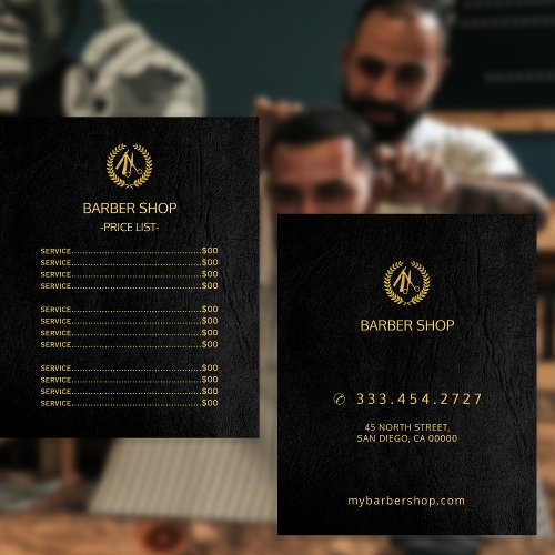 Barbershop gold black price list service menu flyer