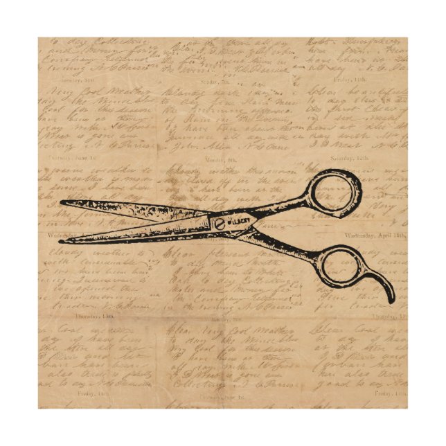 Barbershop Hair Cutting Shears Barber Scissors Wood Wall Art (Front)