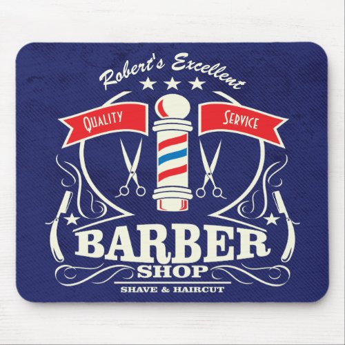 Barbershop Hair Stylist Haircut Business Red Blue Mouse Pad
