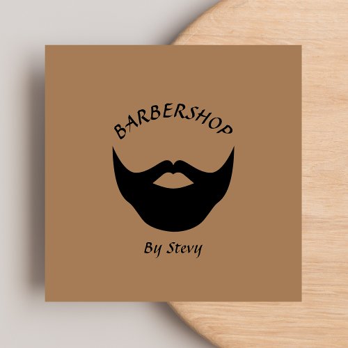 Barbershop Hair Stylist Typography Brown  Black  Square Business Card