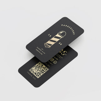 Barbershop Haircut Hairstylist Barber's Pole Black Business Card