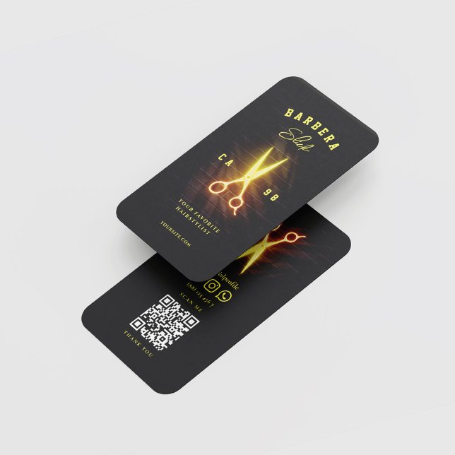 Barbershop Haircut Hairstylist Glowing Scissors Business Card (Creator Uploaded)