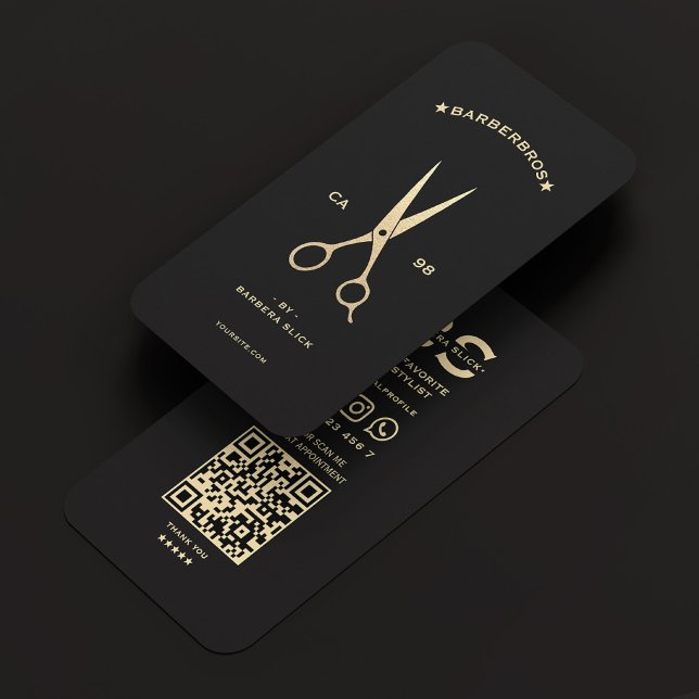 Barbershop Hairstylist Black Gold Scissors Modern Business Card (Barbershop Hairstylist Black Gold Scissors Modern Business Card
)