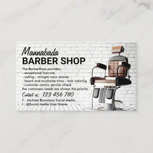 Barbershop hipster salon business card