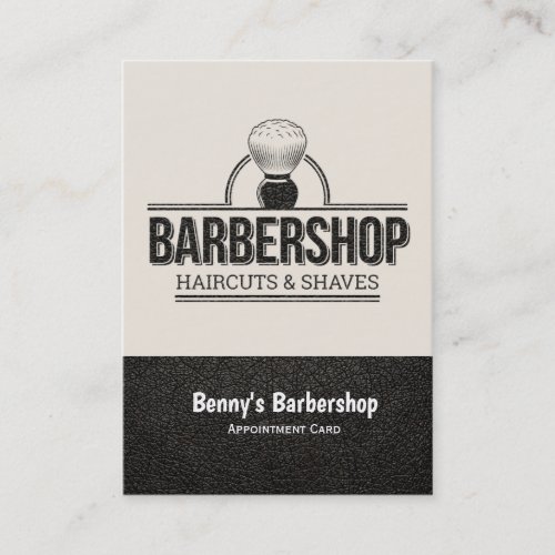 Barbershop leather look appointment card