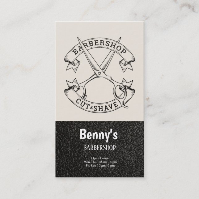Barbershop leather look business card (Front)