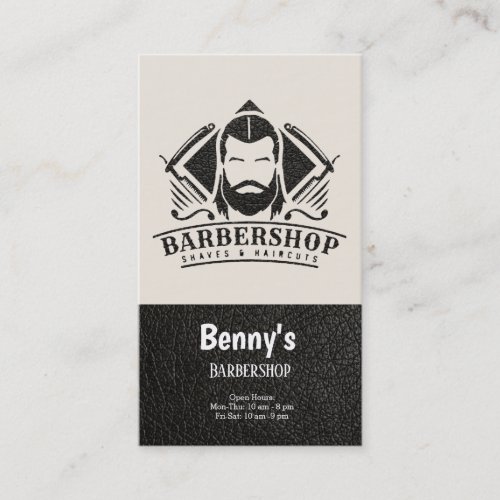 Barbershop leather look business card