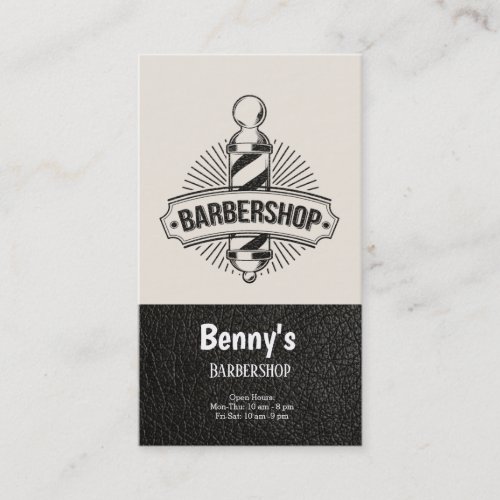 Barbershop leather look business card