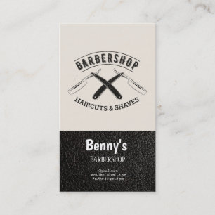 Barbershop leather look business card