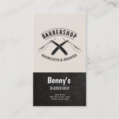 Barbershop leather look business card