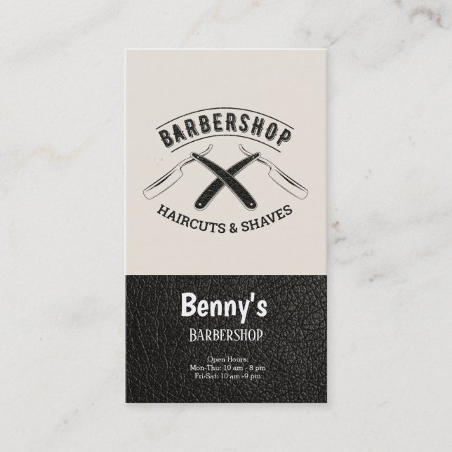 Barbershop leather look business card (Front)
