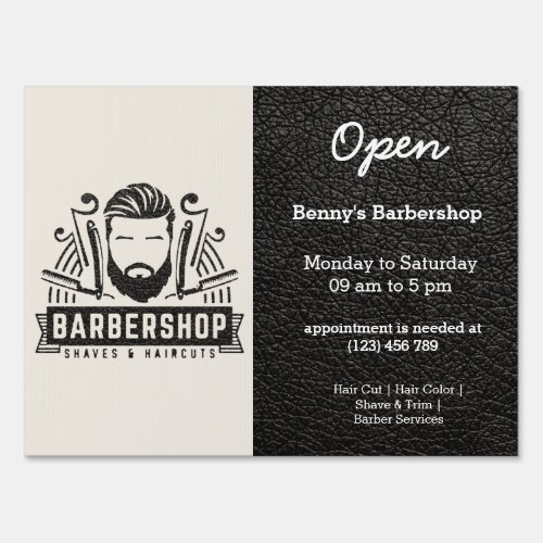 Barbershop leather look sign