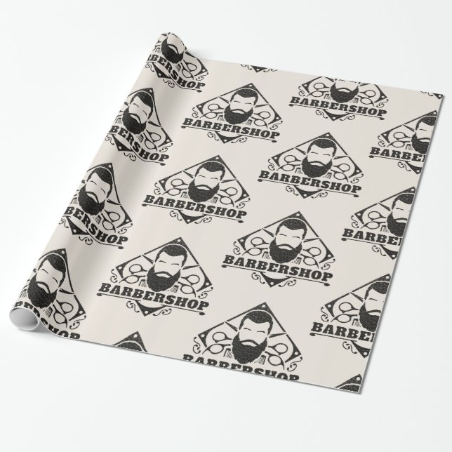 Barbershop leather look wrapping paper (Unrolled)