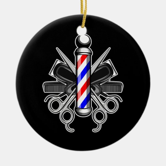 Barbershop Logo Ceramic Ornament | Zazzle.com