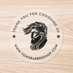 Barbershop Logo Thank You Black Typography Classic Round Sticker