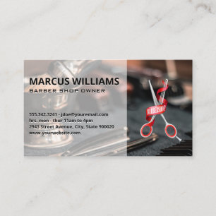 Barbershop Logo Work Station Business Card