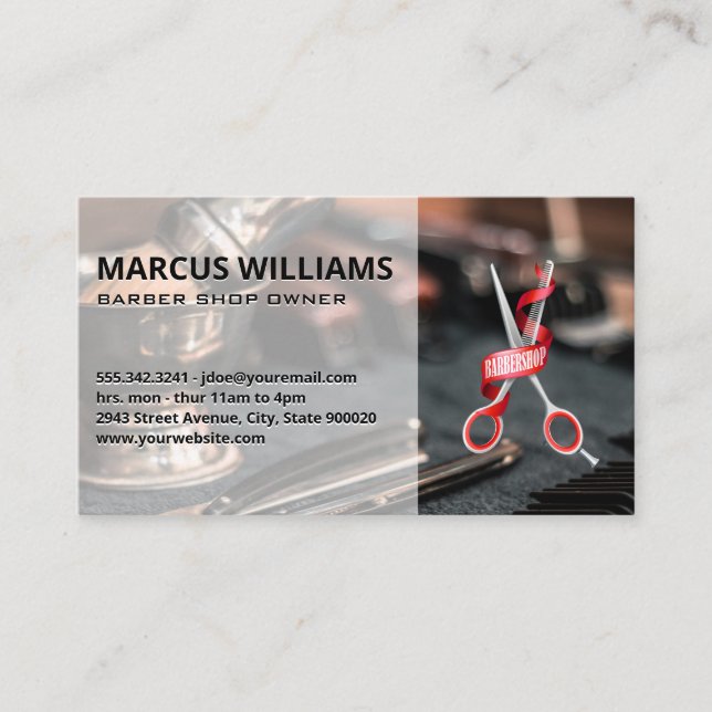 Barbershop Logo  | Work Station Business Card (Front)