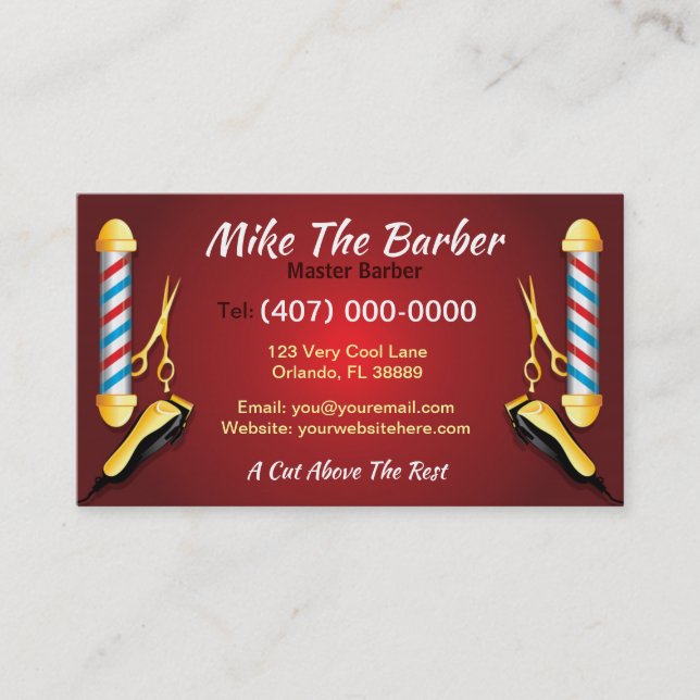 Barbershop Loyalty Card (Barber pole and clippers) (Front)