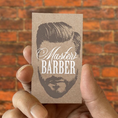 Barbershop Master Barber Rustic Kraft Hair 2 Business Card