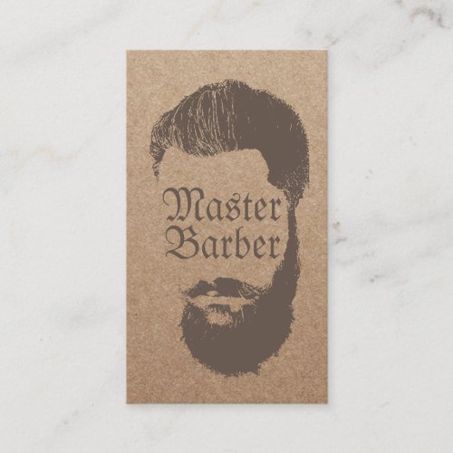 Barbershop Master Barber Rustic Kraft Hair Business Card