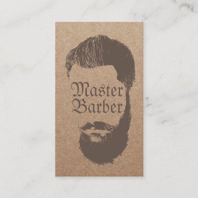 Barbershop Master Barber Rustic Kraft Hair Business Card (Front)