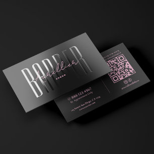 Barbershop Minimal Barber Pink Black Foil Spot Gloss Business Cards