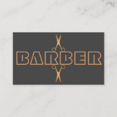 Barbershop modern copper logo script grey business card (Front)