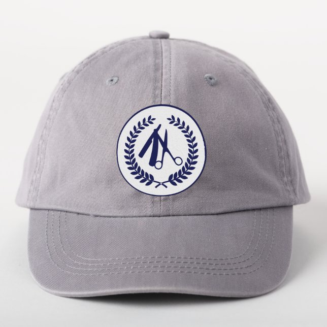 Barbershop modern simple circle logo patch (On Headwear)