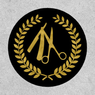 Barbershop modern simple faux gold circle logo patch
