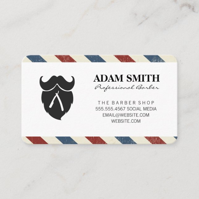 Barbershop Mustache Beard Appointment Card (Front)