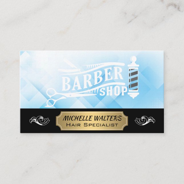 Barbershop Owner | Barber Pole Logo Business Card (Front)