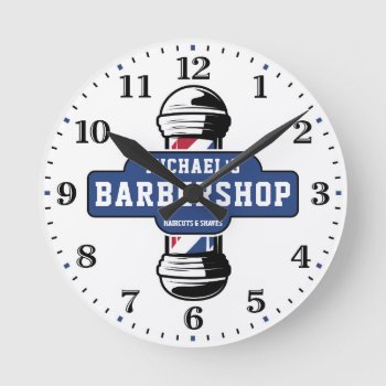 Barbershop Personalized Wall Clock by NiceTiming at Zazzle