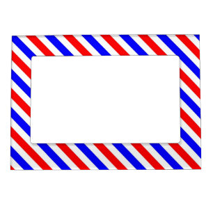 Barbershop Pole Red White Blue Stripes Magnetic Picture Frame