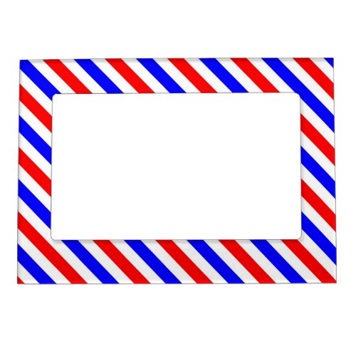 Barbershop Pole Red White Blue Stripes Magnetic Picture Frame