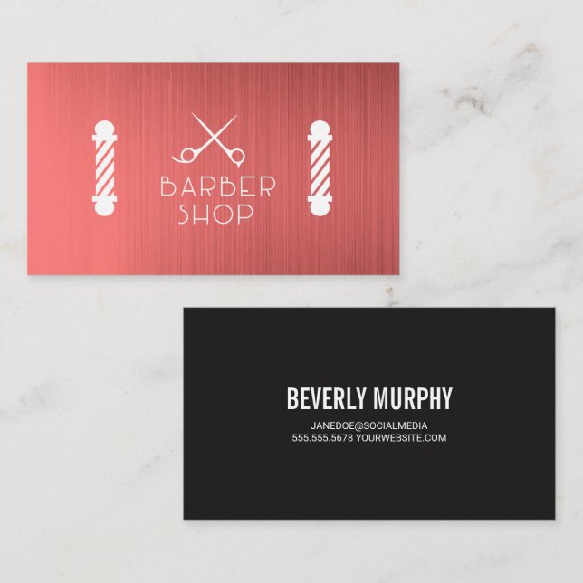 Barbershop Poles | Scissors Logo Business Card (Front/Back)