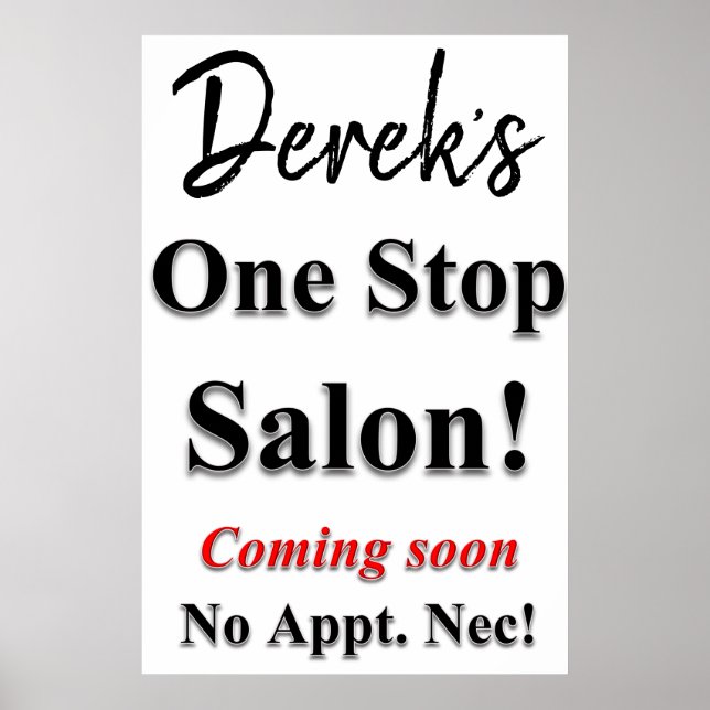 Barbershop Posters One Stop Salon Coming Soon (Front)