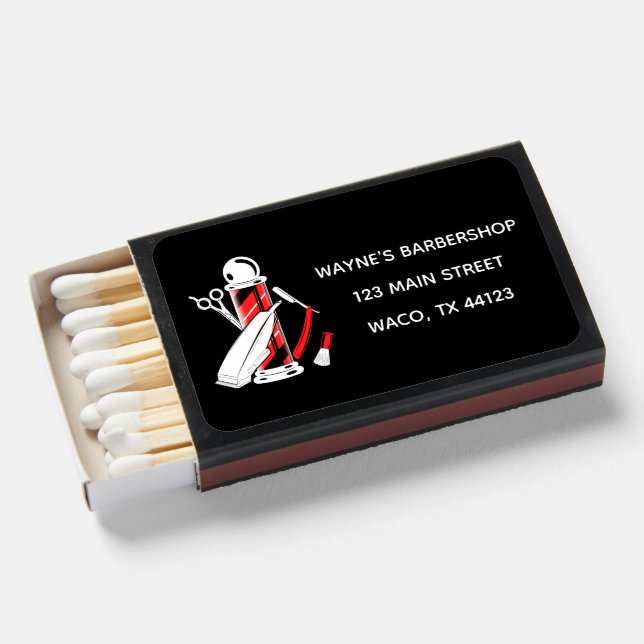 Barbershop Promotional Merchandise Barber Design Matchboxes (Front Open)