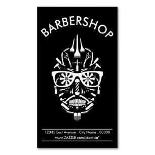 barbershop punk calavera magnetic business card