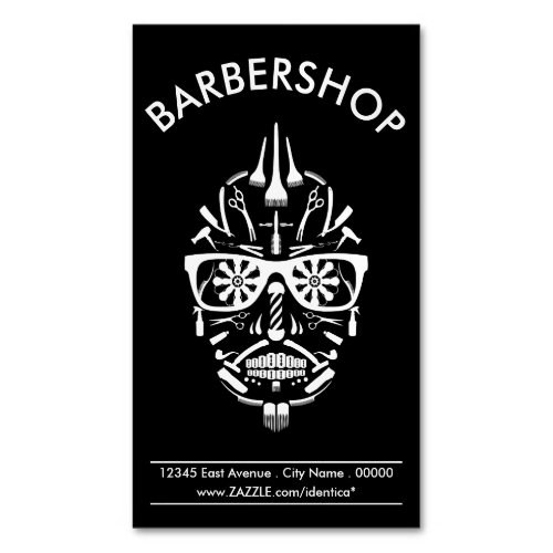 barbershop punk calavera magnetic business card