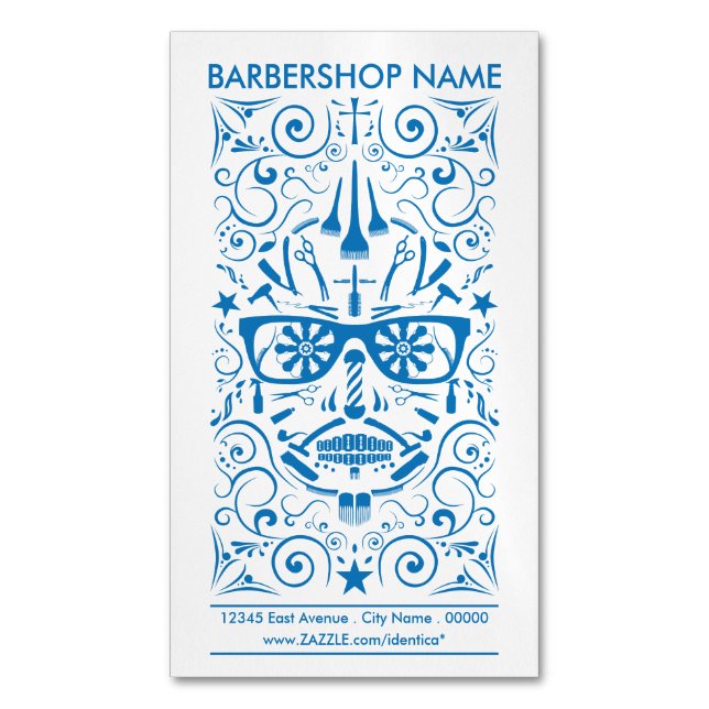 barbershop punk skull magnetic business card (Front Vertical)