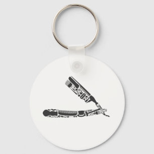 barbershop razor icons keychain