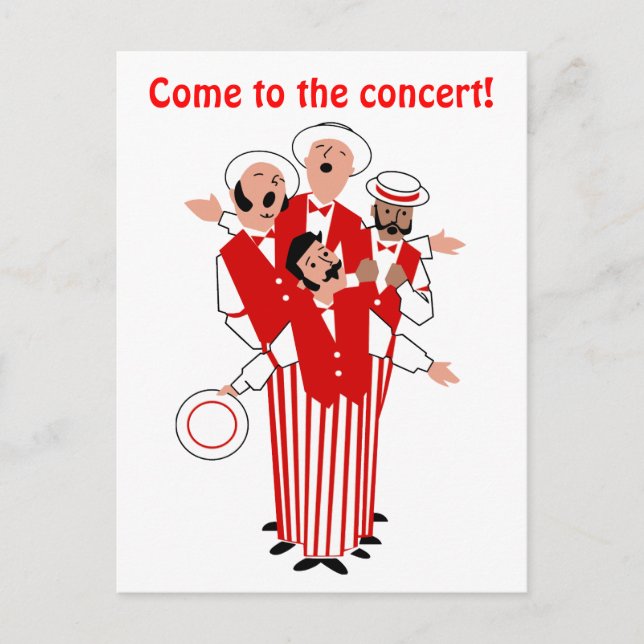 Barbershop Red Quartet Personalize Invitation Postcard (Front)